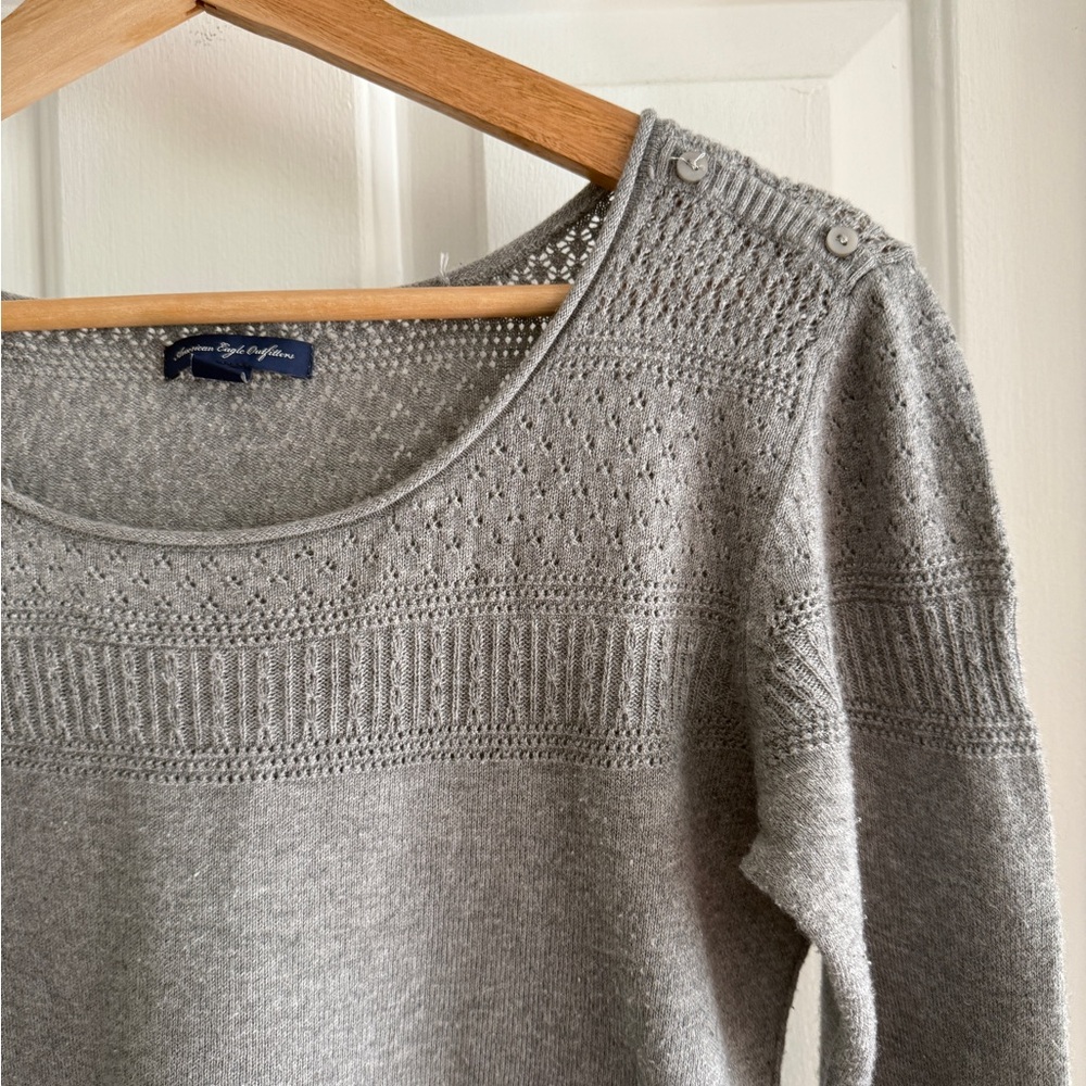 American Eagle Outfitters Light Gray Knit Sweater